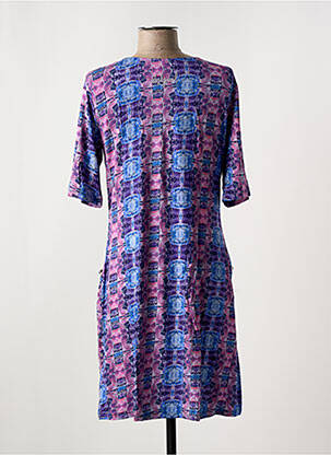 Rochie midi imprimeu fantezie mâneci scurte violet DESIGUAL femeie
