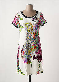 Rochie midi imprimeu fantezie mâneci scurte alb OLIVIER PHILIPS femeie