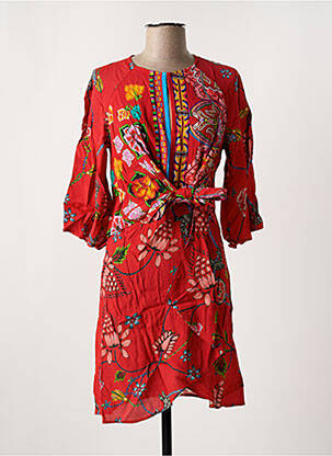 Rochie midi mâneci 3/4 mâneci 3/4 roșu DESIGUAL femeie