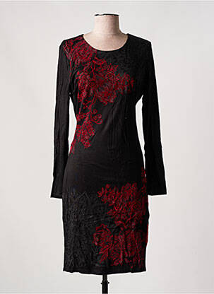 Rochie midi imprimeu fantezie mâneci lungi negru DESIGUAL femeie