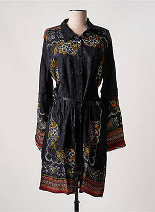 Rochie midi imprimeu fantezie mâneci lungi negru DESIGUAL femeie