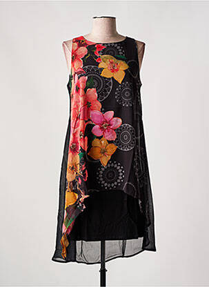 Rochie midi imprimeu floral fără mâneci negru DESIGUAL femeie
