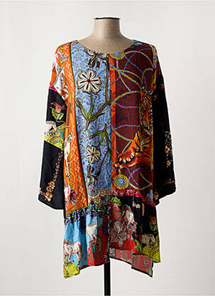 Rochie scurtă croială fluidă mâneci lungi portocalie DESIGUAL femeie