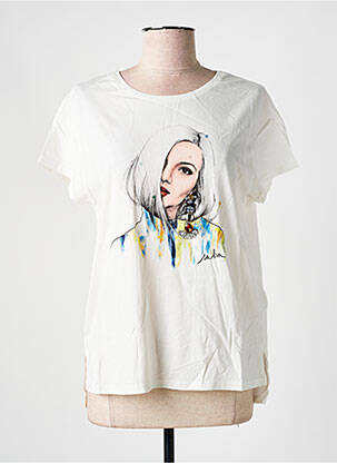 Tricou serigrafie cu strasuri mâneci scurte alb SALSA femeie