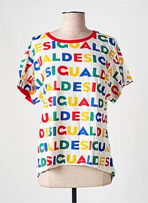 Tricou imprimeu fantezie mâneci scurte alb DESIGUAL femeie