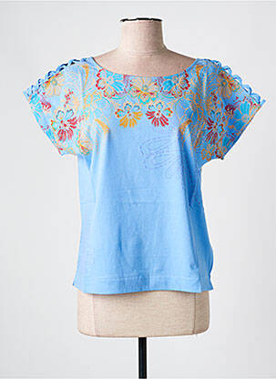 Tricou serigrafie mâneci scurte albastru DESIGUAL femeie