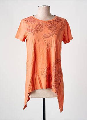 Tricou imprimeu fantezie mâneci scurte portocalie DESIGUAL femeie