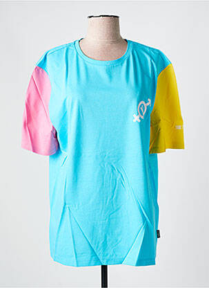 Tricou croială dreaptă mâneci scurte albastru DESIGUAL femeie
