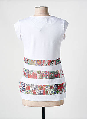Tricou imprimeu fantezie mâneci scurte alb DESIGUAL femeie
