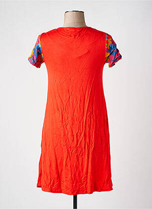 Rochie scurtă croială evazată mâneci scurte portocalie DESIGUAL femeie