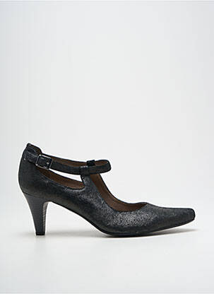Pantofi cu toc țesătură satinată toc de 4 la 6 cm negru SWEET femeie
