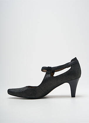 Pantofi cu toc țesătură satinată toc de 4 la 6 cm negru SWEET femeie