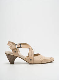 Sandale/pantofi decupați țesătură satinată toc de 4 la 6 cm bej SWEET femme
