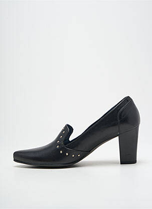 Mocasini material neted toc de 7 la 9 cm negru POMARES VAZQUEZ femeie