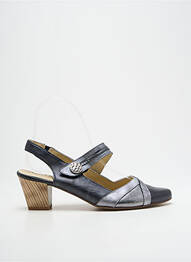 Sandale/pantofi decupați material neted toc de 4 la 6 cm argintiu GEO-REINO femme