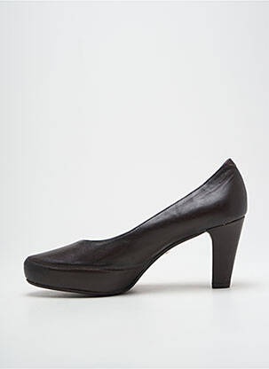 Pantofi cu toc țesătură satinată toc de 7 la 9 cm maro DORKING femeie