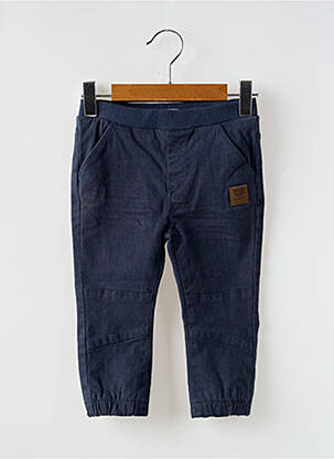 Pantalon slim țesătură poplin talie elastică albastru KNOT SO BAD băiat