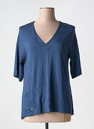 Tricou guler în v mâneci scurte albastru MALOKA femeie