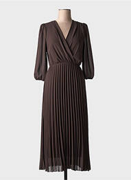 Rochie lungă mâneci lungi mâneci lungi maro SENES femeie