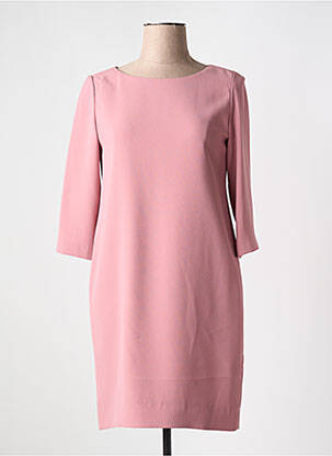 Rochie midi mâneci 3/4 mâneci 3/4 roz MAZAO femeie