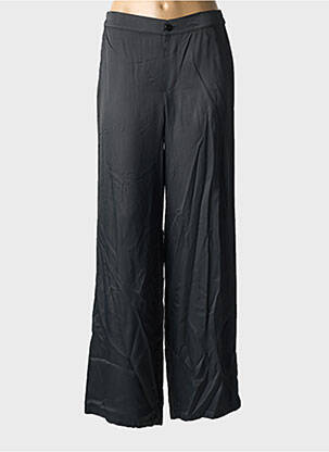 Pantalon drept închidere cu fermoar sub clapetă cu nasturi negru ANGE femeie
