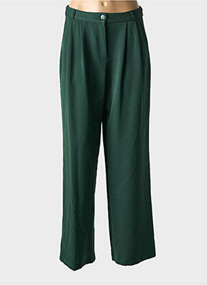 Pantalon drept închidere cu fermoar sub clapetă cu nasturi verde VINTAGE LOVE femeie