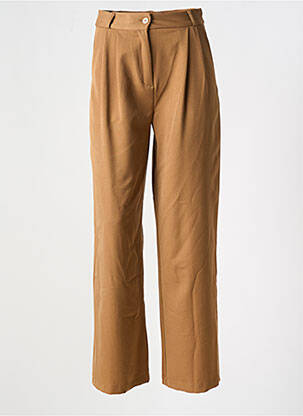 Pantalon drept închidere cu fermoar sub clapetă cu nasturi bej VINTAGE LOVE femeie