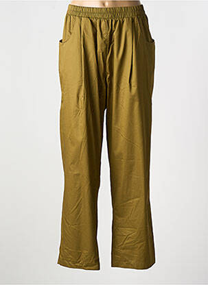 Pantalon drept țesătură poplin mărime normală verde MAT. femeie