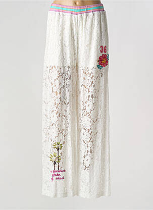 Pantalon larg alb ME369 femeie