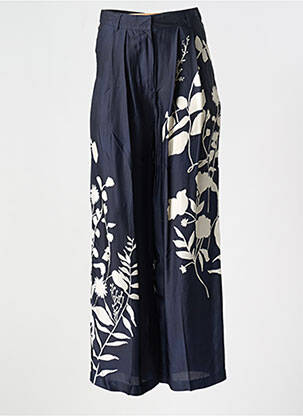 Pantalon larg țesătură poplin talie înaltă albastru CHLOÉ STORA femeie