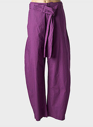 Pantalon drept țesătură poplin talie înaltă violet LAURENCE BRAS femeie