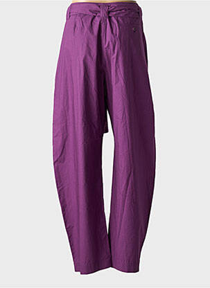 Pantalon drept țesătură poplin talie înaltă violet LAURENCE BRAS femeie