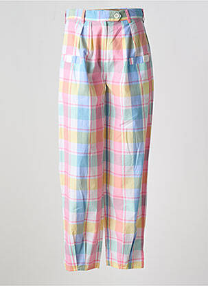 Pantalon drept țesătură poplin talie joasă roz V.DE.VINSTER femeie