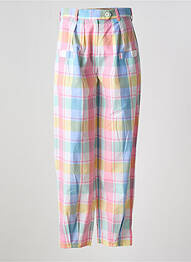 Pantalon drept țesătură poplin talie joasă roz V.DE.VINSTER femeie