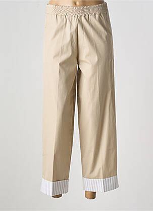Pantalon 7/8 țesătură poplin mărime normală bej ANDREA LEV femeie