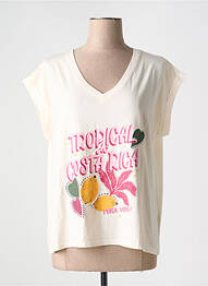 Tricou serigrafie flockată mâneci scurte bej MKT STUDIO femeie