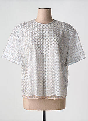 Tricou croială cambrată mâneci scurte gri ROTATE femeie