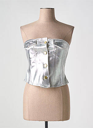 Top argintiu GANNI femeie