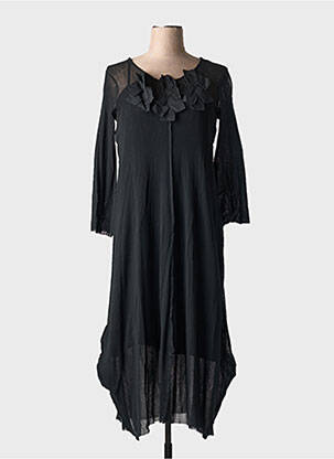 Rochie midi mâneci 3/4 mâneci 3/4 negru KEDZIOREK femeie