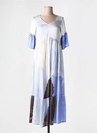 Rochie lungă croială evazată mâneci scurte violet POU NOU femme