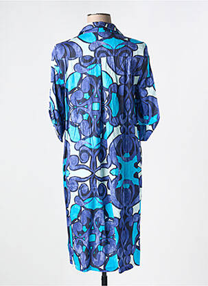 Rochie midi imprimeu fantezie mâneci scurte albastru AN II VITO femme