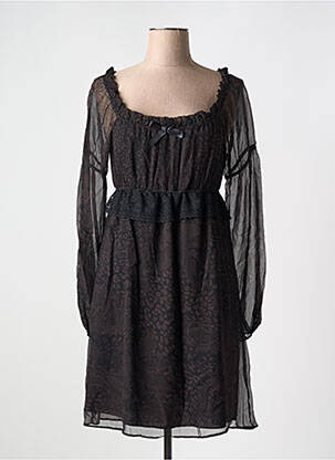 Rochie scurtă croială fluidă mâneci lungi negru ELLE AIME PARIS femeie