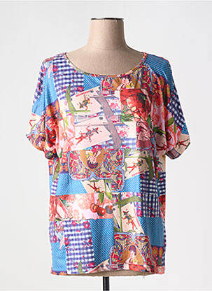 Tricou croială dreaptă mâneci scurte albastru MISSING JOHNNY femeie