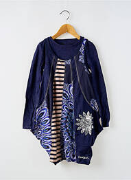 Rochie midi guler rotund mâneci lungi albastru DESIGUAL fille