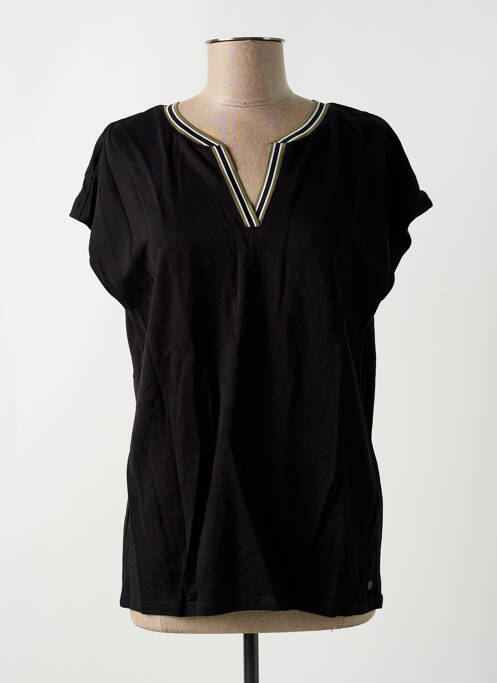 Tricou guler în v mâneci scurte negru GARCIA femme