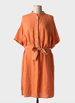 Rochie midi mâneci scurte mâneci scurte portocalie DIANA GALLESI femeie