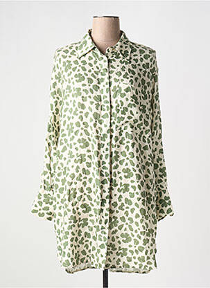 Rochie midi imprimeu fantezie mâneci lungi verde REPEAT femeie