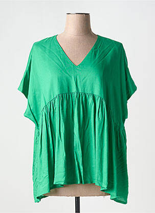 Bluză țesătură poplin mâneci scurte verde INDIES femeie