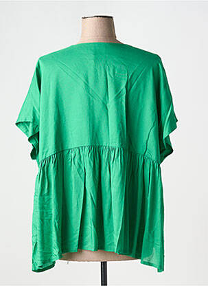 Bluză țesătură poplin mâneci scurte verde INDIES femeie