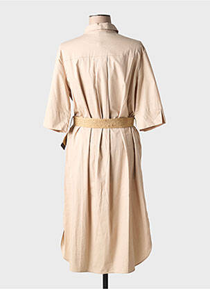 Rochie midi mâneci scurte mâneci scurte bej DIANA GALLESI femeie